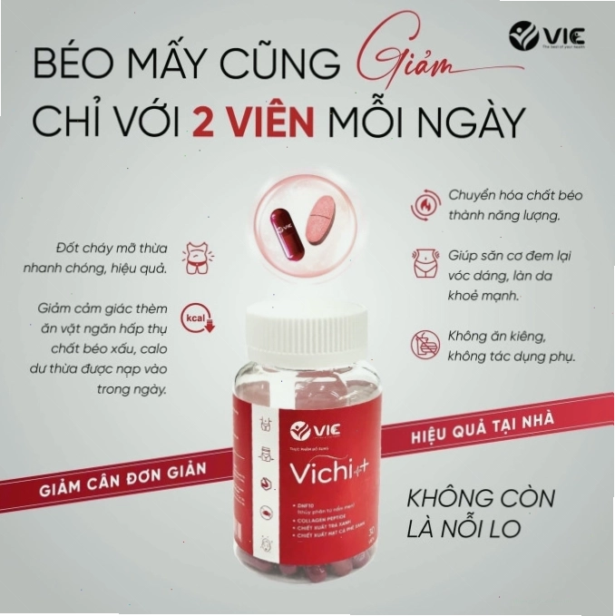 Uống 1 viên Vichi mỗi ngày, kết hợp với 1 viên khóa giảm cân