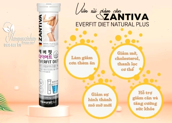 Viên sủi giảm cân Zantiva Everfit Diet Natural Plus 20 viên