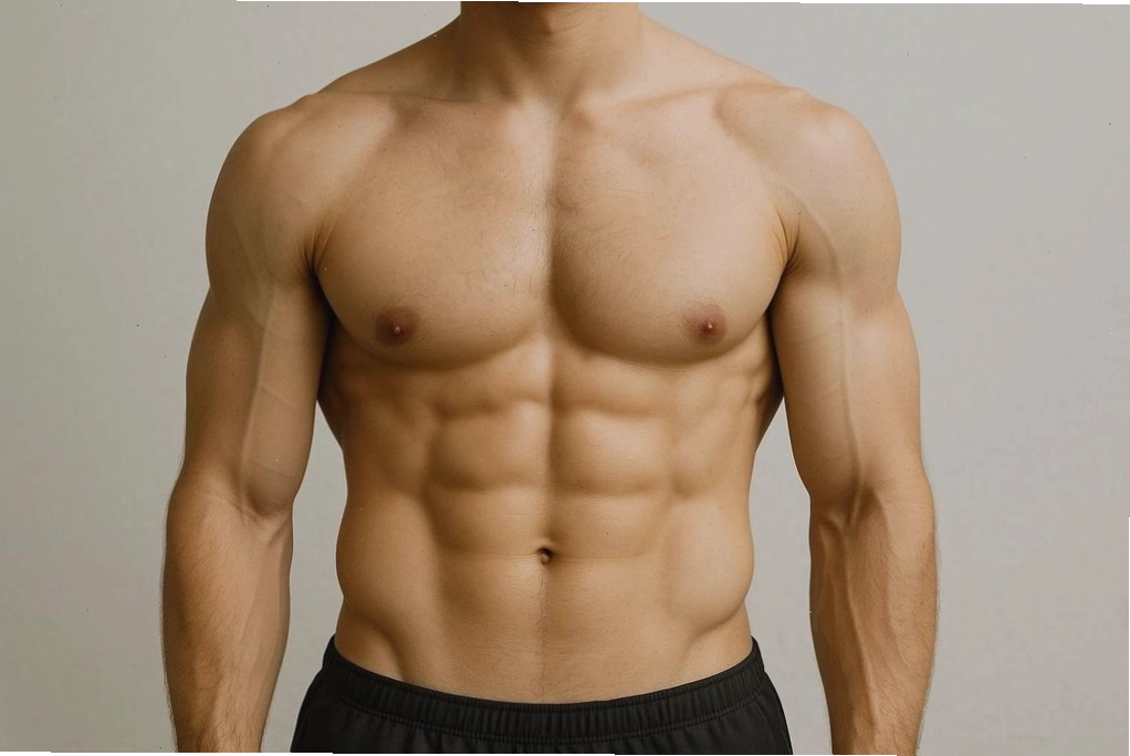 Vóc dáng nam giới điển hình ở mức 10% body fat với cơ bụng 6 múi rõ nét