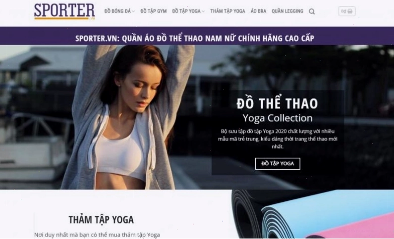 Website Sporter cung cấp đa dạng dụng cụ thể thao, bao gồm thảm Yoga chất lượng
