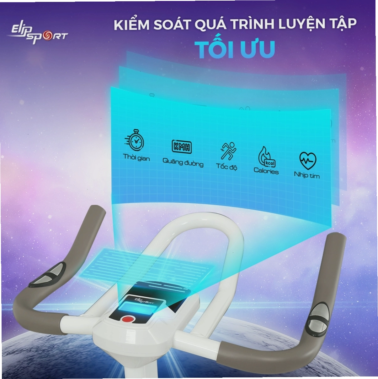 Xe đạp tập thể dục thể thao tại nhà có đồng hồ thông minh hiển thị chi tiết